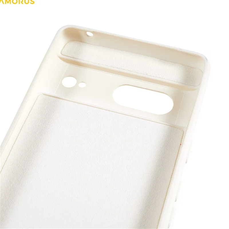 AMORUS For Google Pixel 7 5G Case Precise Cutouts TPU Fiber Lining Shockproof Phone Cover - White