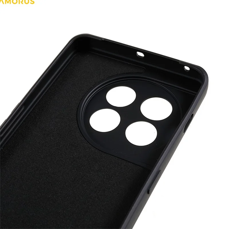 AMORUS For OnePlus 11 5G Case Precise Cutouts TPU Fiber Lining Shockproof Phone Cover - Black