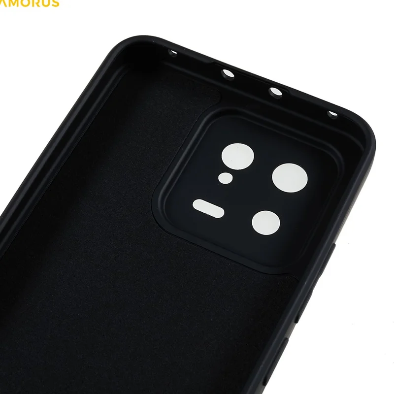 AMORUS Funda para Xiaomi 13, recortes precisos, revestimiento de fibra de TPU, a prueba de golpes, cubierta de teléfono - Negro