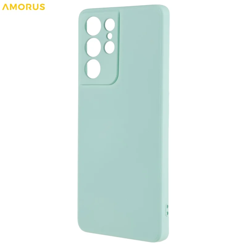AMORUS für Samsung Galaxy S21 Ultra 5G Hülle Präzise Ausschnitte TPU Faser Futter Stoßfest Handyhülle - Baby Blau