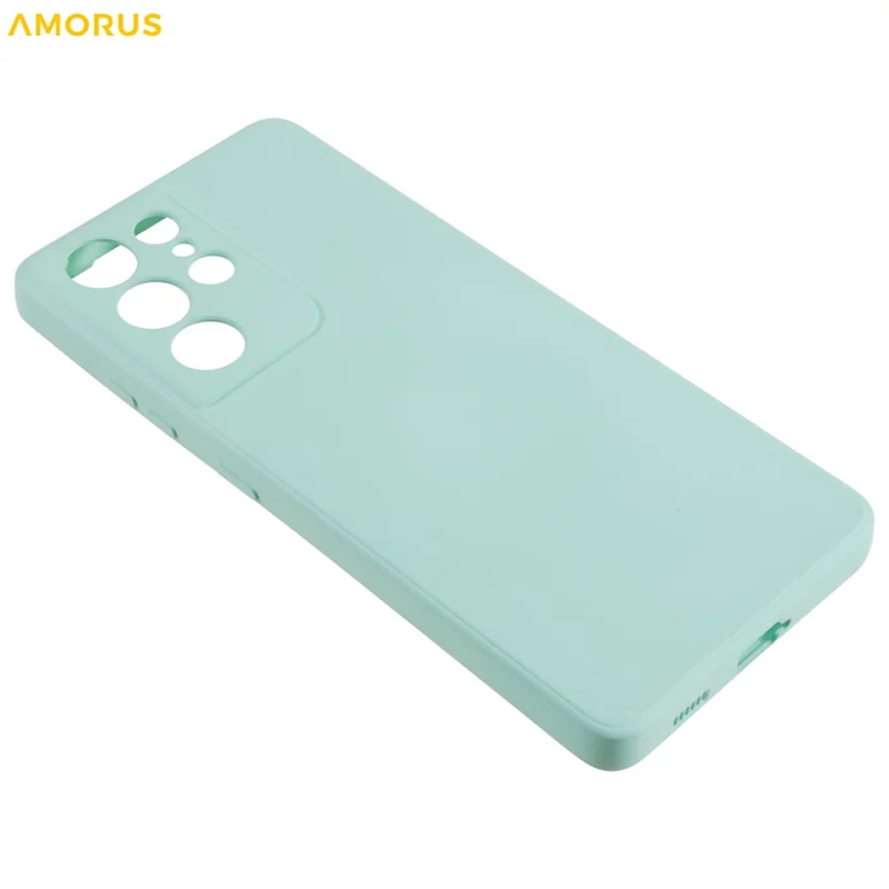 AMORUS für Samsung Galaxy S21 Ultra 5G Hülle Präzise Ausschnitte TPU Faser Futter Stoßfest Handyhülle - Baby Blau
