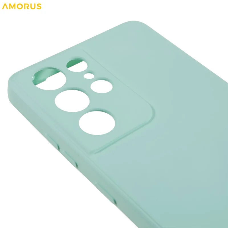AMORUS für Samsung Galaxy S21 Ultra 5G Hülle Präzise Ausschnitte TPU Faser Futter Stoßfest Handyhülle - Baby Blau