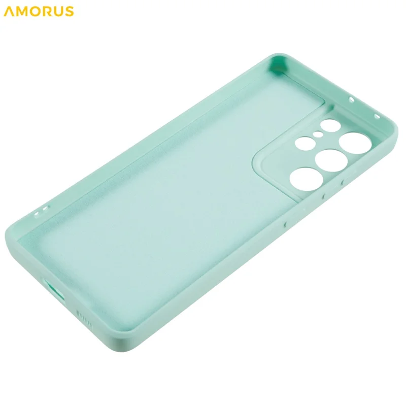 AMORUS für Samsung Galaxy S21 Ultra 5G Hülle Präzise Ausschnitte TPU Faser Futter Stoßfest Handyhülle - Baby Blau