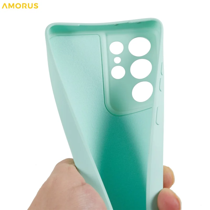AMORUS für Samsung Galaxy S21 Ultra 5G Hülle Präzise Ausschnitte TPU Faser Futter Stoßfest Handyhülle - Baby Blau