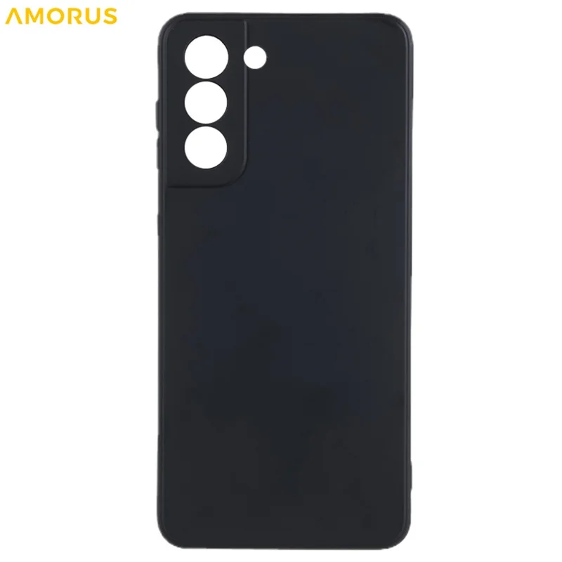 AMORUS For Samsung Galaxy S21 4G / 5G Case Precise Cutouts TPU Fiber Lining Shockproof Phone Cover - Black