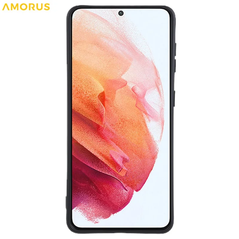AMORUS For Samsung Galaxy S21 4G / 5G Case Precise Cutouts TPU Fiber Lining Shockproof Phone Cover - Black