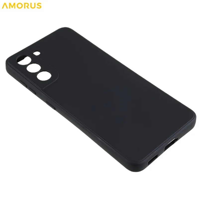 AMORUS For Samsung Galaxy S21 4G / 5G Case Precise Cutouts TPU Fiber Lining Shockproof Phone Cover - Black