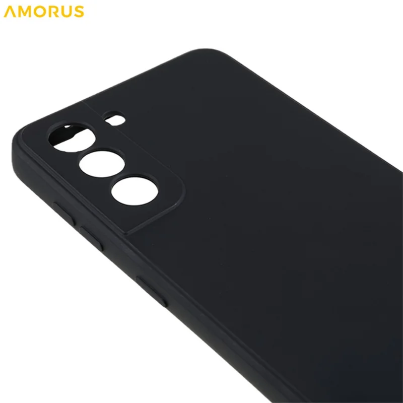AMORUS For Samsung Galaxy S21 4G / 5G Case Precise Cutouts TPU Fiber Lining Shockproof Phone Cover - Black