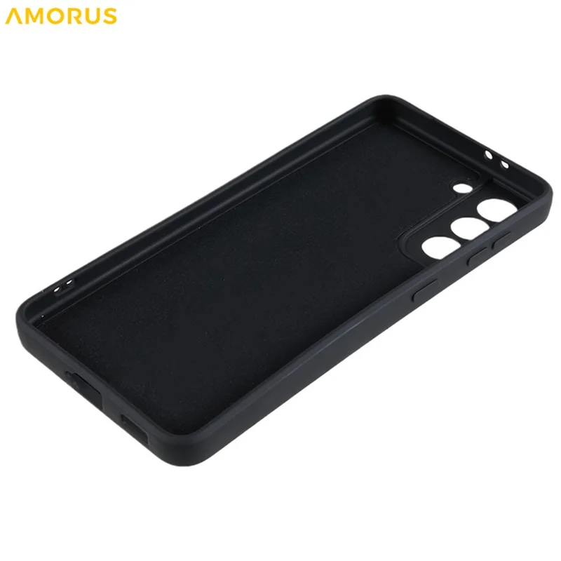 AMORUS For Samsung Galaxy S21 4G / 5G Case Precise Cutouts TPU Fiber Lining Shockproof Phone Cover - Black
