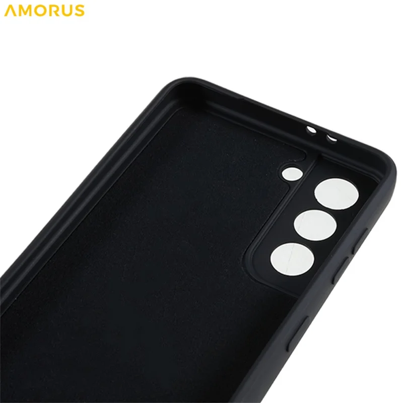 AMORUS For Samsung Galaxy S21 4G / 5G Case Precise Cutouts TPU Fiber Lining Shockproof Phone Cover - Black