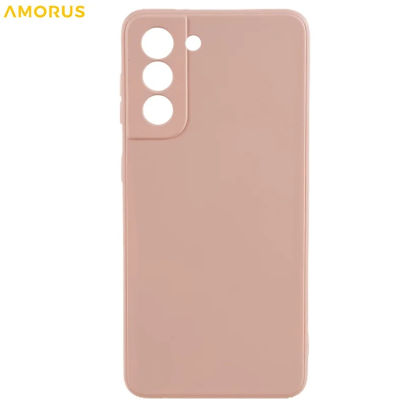 AMORUS For Samsung Galaxy S21 4G / 5G Case Precise Cutouts TPU Fiber Lining Shockproof Phone Cover - Pink