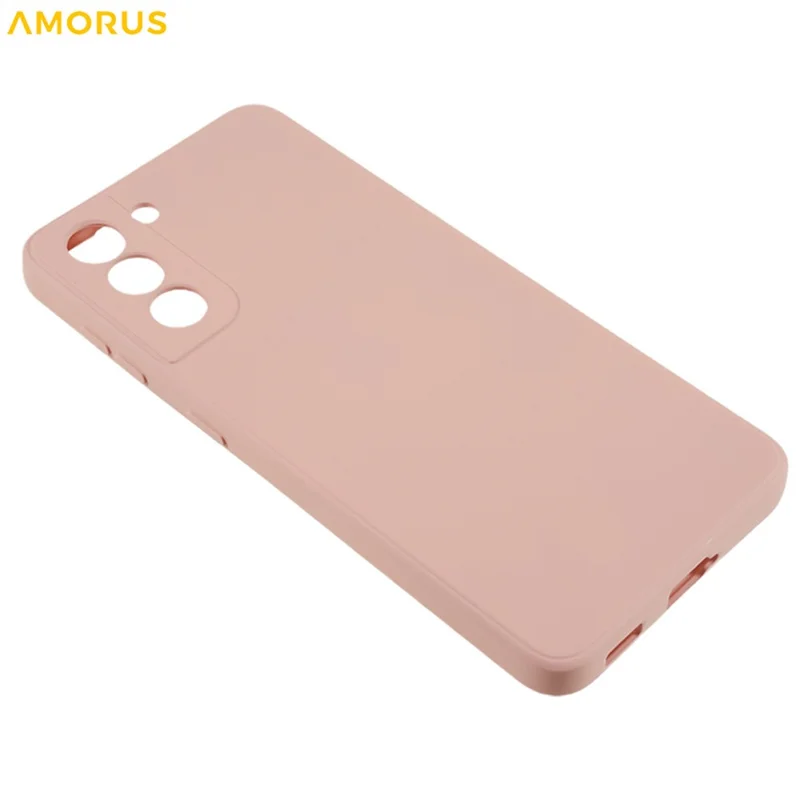 AMORUS For Samsung Galaxy S21 4G / 5G Case Precise Cutouts TPU Fiber Lining Shockproof Phone Cover - Pink
