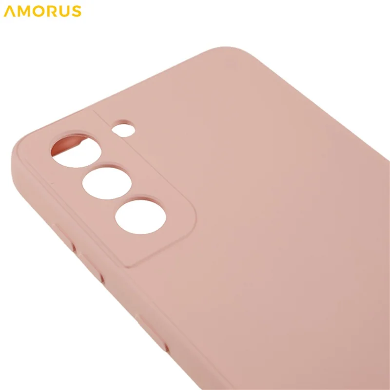 AMORUS For Samsung Galaxy S21 4G / 5G Case Precise Cutouts TPU Fiber Lining Shockproof Phone Cover - Pink