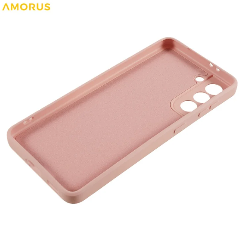 AMORUS For Samsung Galaxy S21 4G / 5G Case Precise Cutouts TPU Fiber Lining Shockproof Phone Cover - Pink