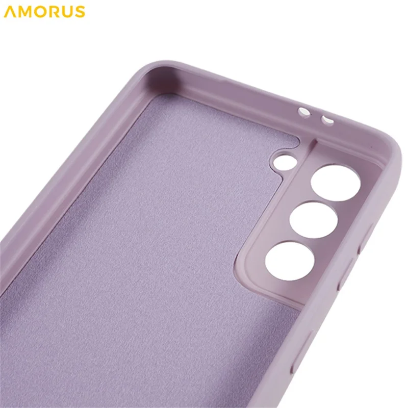 AMORUS For Samsung Galaxy S21 4G / 5G Case Precise Cutouts TPU Fiber Lining Shockproof Phone Cover - Purple