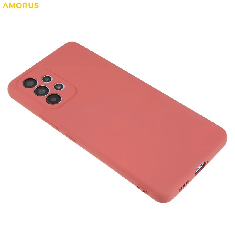 AMORUS For Samsung Galaxy A13 4G Case Precise Cutouts TPU Fiber Lining Shockproof Phone Cover - Hawthorn Red