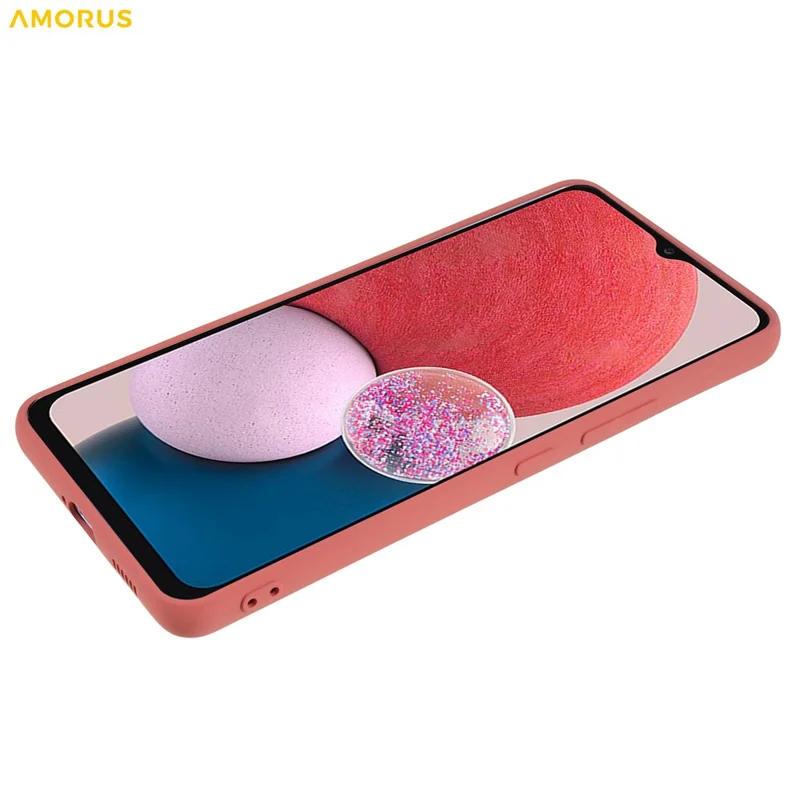 AMORUS For Samsung Galaxy A13 4G Case Precise Cutouts TPU Fiber Lining Shockproof Phone Cover - Hawthorn Red