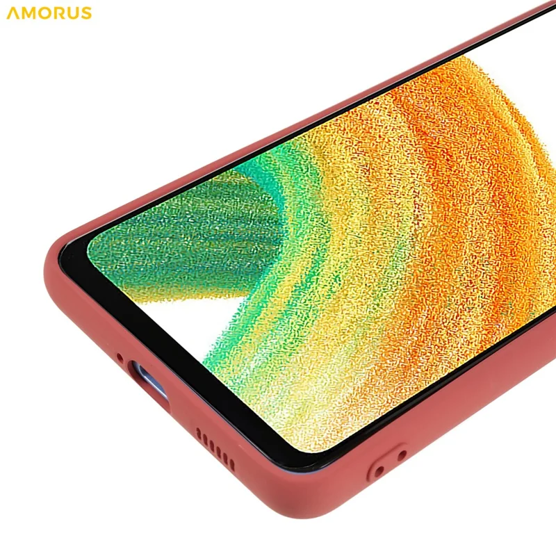 AMORUS Para Capa do Samsung Galaxy A33 5G - Cortes Precisos, Revestimento de Fibra TPU, Capa de Telefone à Prova de Choques - Vermelho Hawthorn