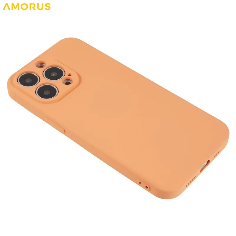 AMORUS For iPhone 13 Pro Max Case Precise Cutouts TPU Fiber Lining Shockproof Phone Cover - Orange