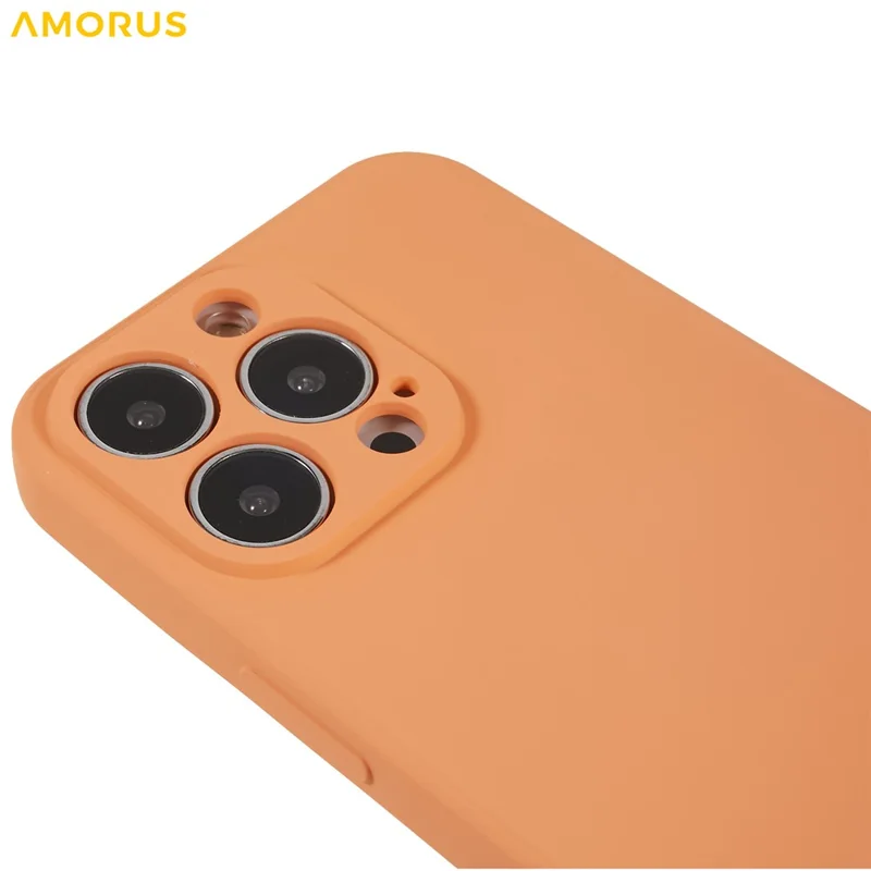 AMORUS For iPhone 13 Pro Max Case Precise Cutouts TPU Fiber Lining Shockproof Phone Cover - Orange