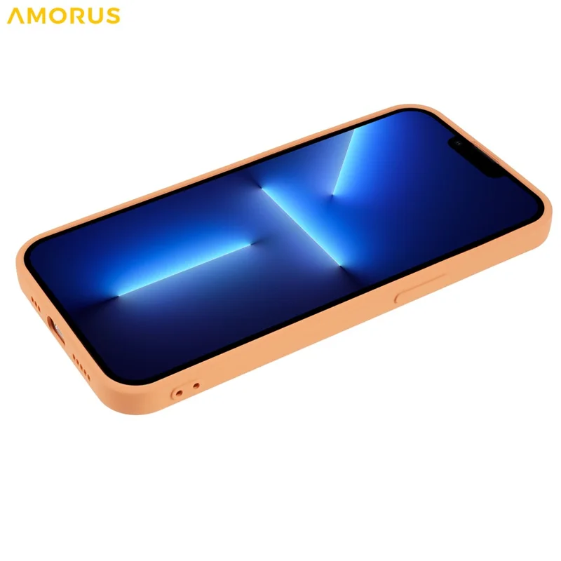 AMORUS For iPhone 13 Pro Max Case Precise Cutouts TPU Fiber Lining Shockproof Phone Cover - Orange