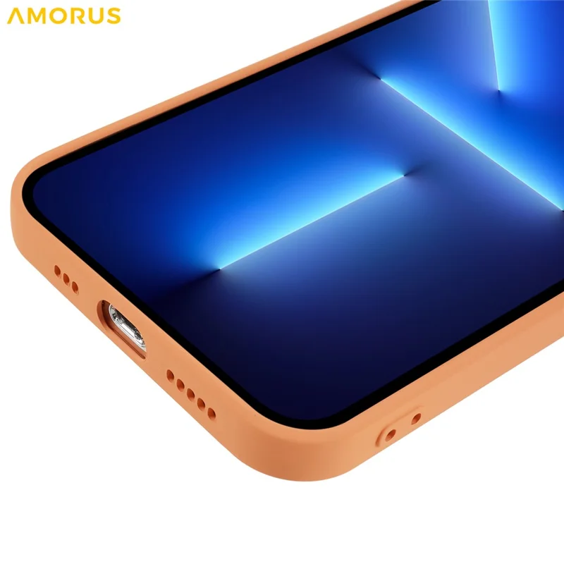 AMORUS For iPhone 13 Pro Max Case Precise Cutouts TPU Fiber Lining Shockproof Phone Cover - Orange