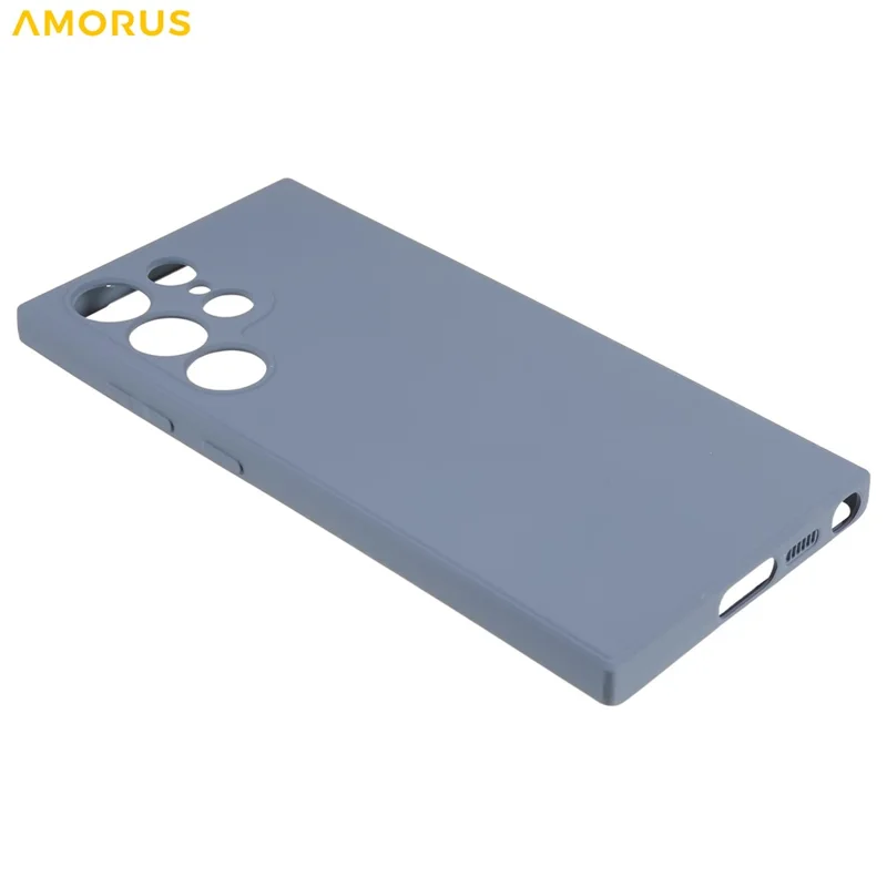 AMORUS Para Samsung Galaxy S22 Ultra 5G Funda Recortes Precisos Revestimiento de Fibra TPU Resistente a los Golpes Cubierta de Teléfono - Gris Lavanda