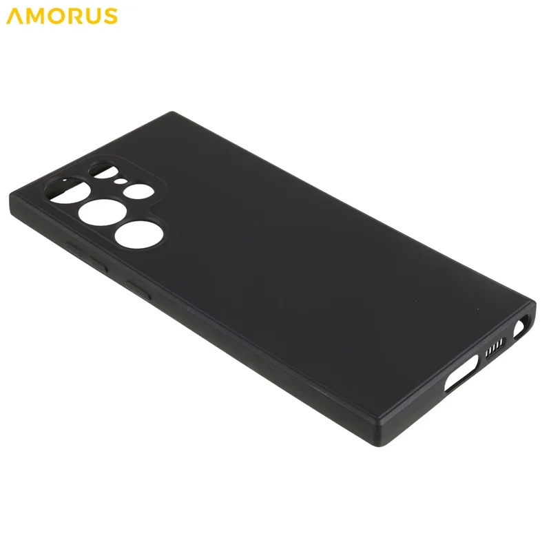AMORUS For Samsung Galaxy S23 Ultra Case Precise Cutouts TPU Fiber Lining Shockproof Phone Cover - Black