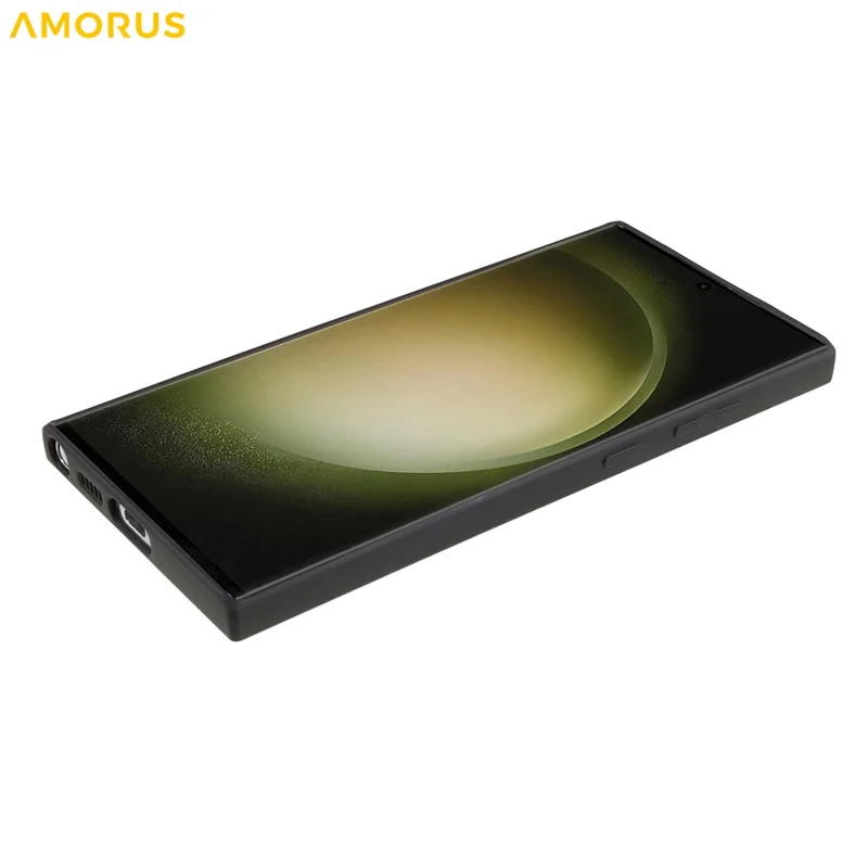 AMORUS For Samsung Galaxy S23 Ultra Case Precise Cutouts TPU Fiber Lining Shockproof Phone Cover - Black