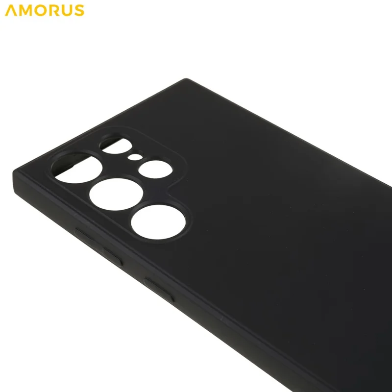 AMORUS For Samsung Galaxy S23 Ultra Case Precise Cutouts TPU Fiber Lining Shockproof Phone Cover - Black