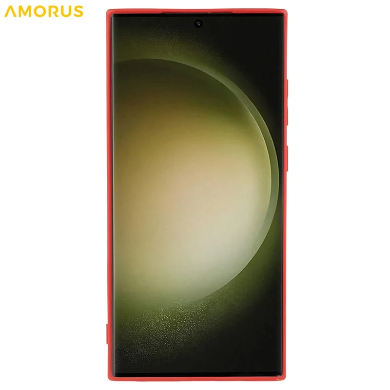 AMORUS For Samsung Galaxy S23 Ultra Case Precise Cutouts TPU Fiber Lining Shockproof Phone Cover - Red