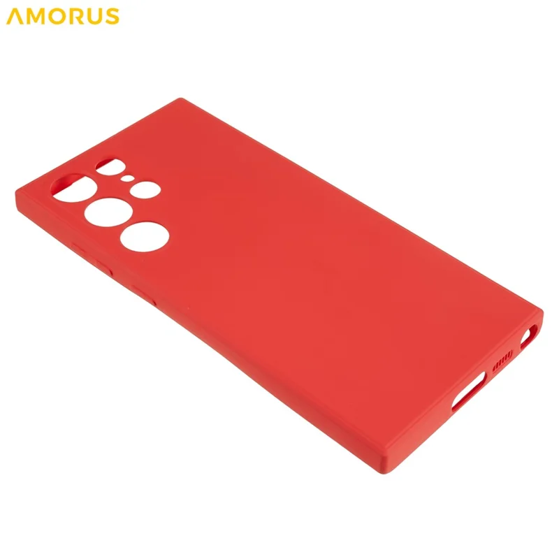 AMORUS For Samsung Galaxy S23 Ultra Case Precise Cutouts TPU Fiber Lining Shockproof Phone Cover - Red