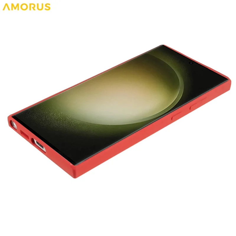 AMORUS For Samsung Galaxy S23 Ultra Case Precise Cutouts TPU Fiber Lining Shockproof Phone Cover - Red