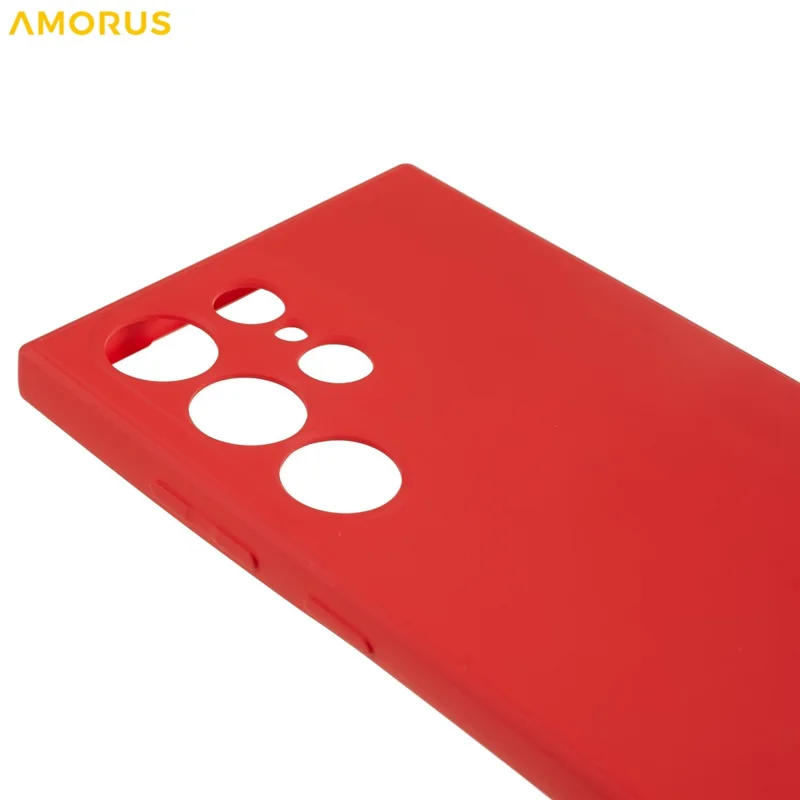 AMORUS For Samsung Galaxy S23 Ultra Case Precise Cutouts TPU Fiber Lining Shockproof Phone Cover - Red