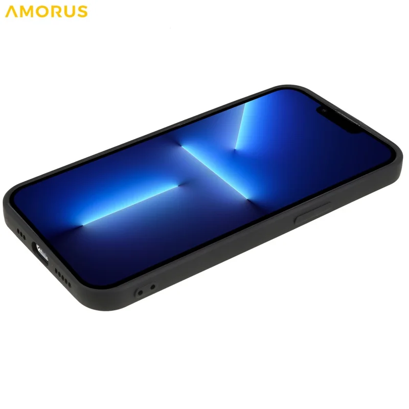 AMORUS For iPhone 13 Pro Case Precise Cutouts TPU Fiber Lining Shockproof Phone Cover - Black