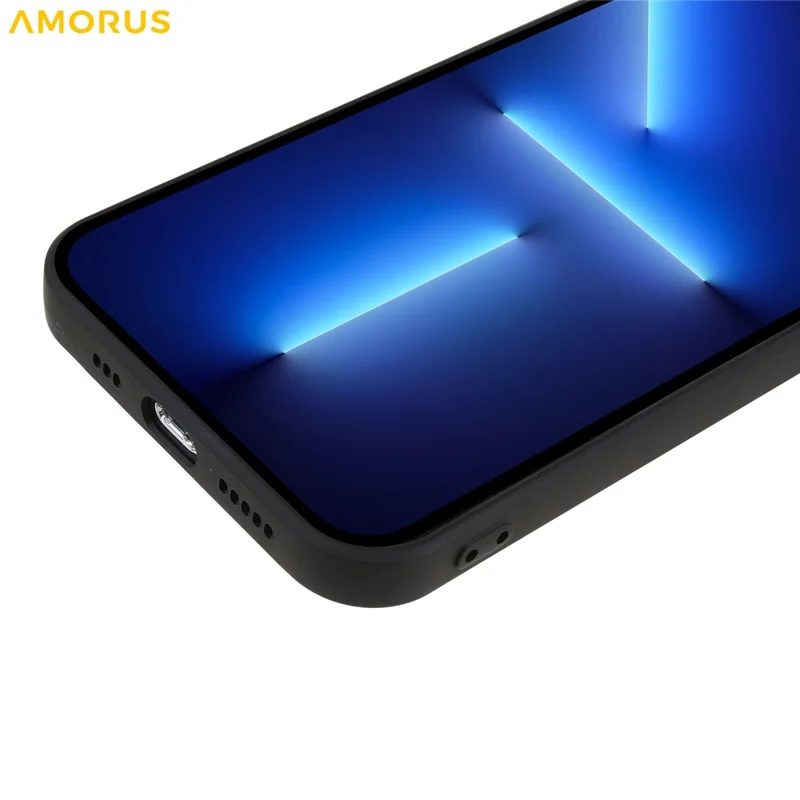 AMORUS For iPhone 13 Pro Case Precise Cutouts TPU Fiber Lining Shockproof Phone Cover - Black