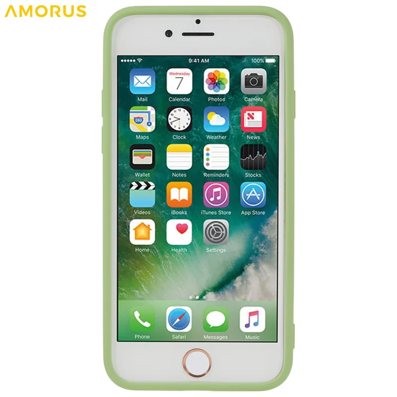 AMORUS TPU Чехол для iPhone SE (2022) / (2020) / 8 / 7 Точные вырезы Волокнистая подкладка Противоударный чехол для телефона - Зеленый