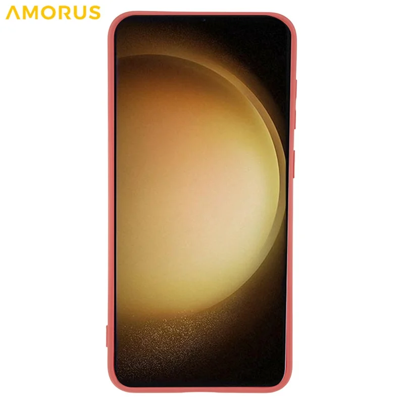 AMORUS For Samsung Galaxy S23+ Case Precise Cutouts TPU Fiber Lining Shockproof Phone Cover - Hawthorn Red