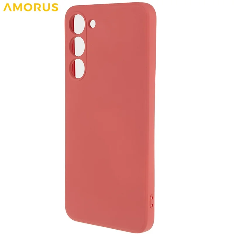 AMORUS For Samsung Galaxy S23+ Case Precise Cutouts TPU Fiber Lining Shockproof Phone Cover - Hawthorn Red