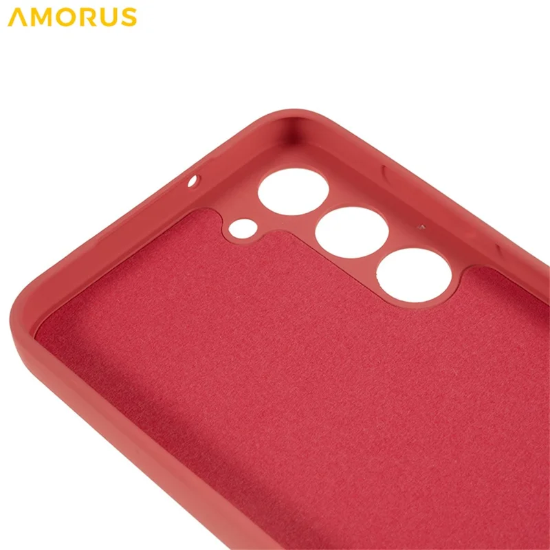 AMORUS For Samsung Galaxy S23+ Case Precise Cutouts TPU Fiber Lining Shockproof Phone Cover - Hawthorn Red