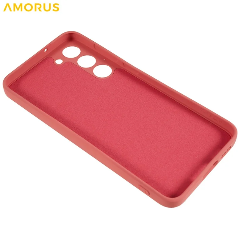 AMORUS For Samsung Galaxy S23+ Case Precise Cutouts TPU Fiber Lining Shockproof Phone Cover - Hawthorn Red