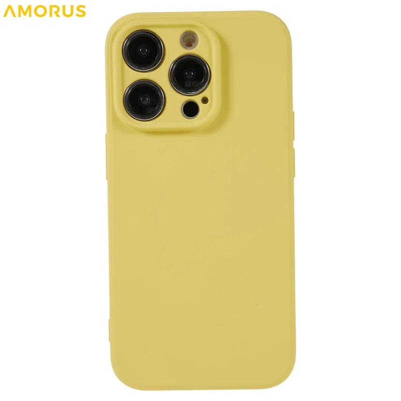 Étui pour iPhone 14 Pro AMORUS Découpes précises Doublure en fibre TPU Coque de téléphone antichoc - Jaune