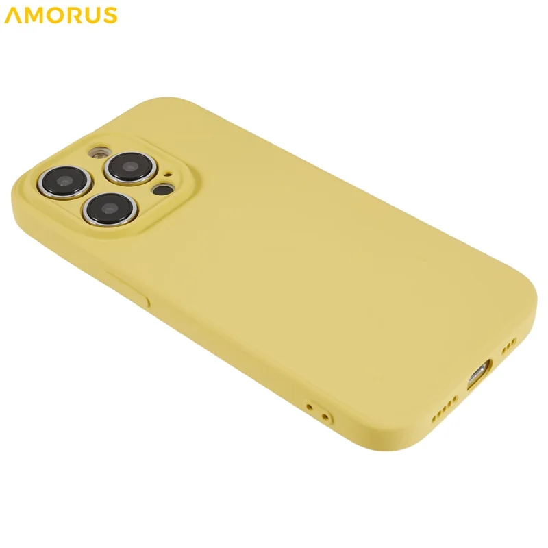 Étui pour iPhone 14 Pro AMORUS Découpes précises Doublure en fibre TPU Coque de téléphone antichoc - Jaune