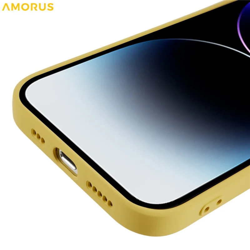Étui pour iPhone 14 Pro AMORUS Découpes précises Doublure en fibre TPU Coque de téléphone antichoc - Jaune