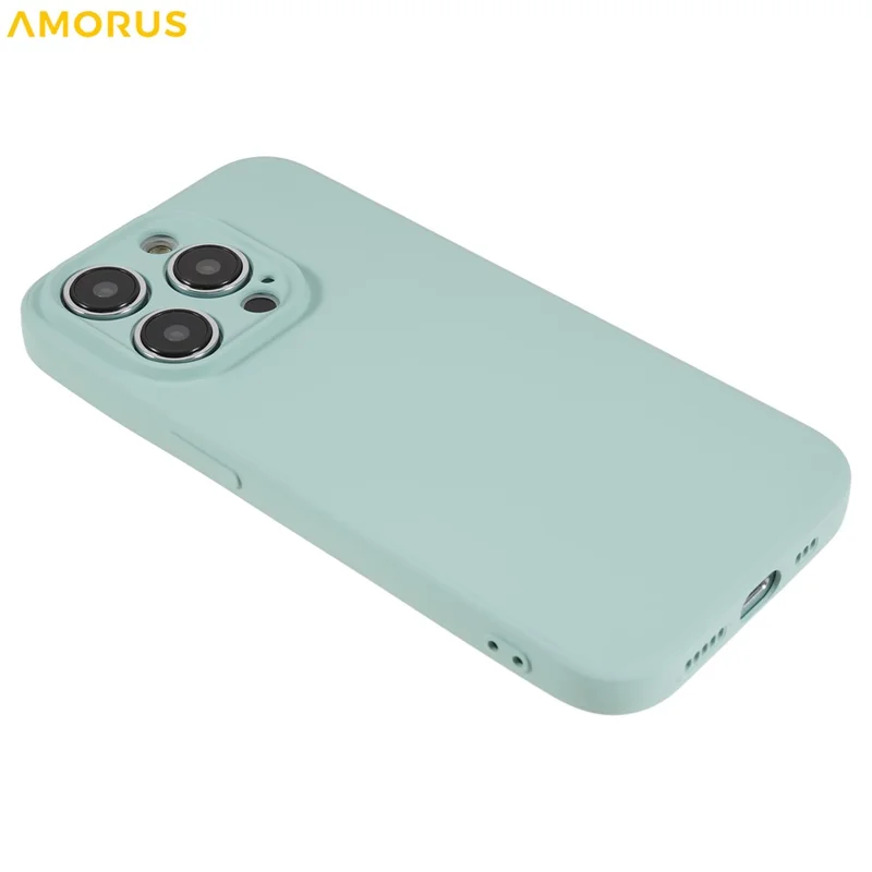 AMORUS For iPhone 14 Pro Max Case Precise Cutouts TPU Fiber Lining Shockproof Phone Cover - Baby Blue