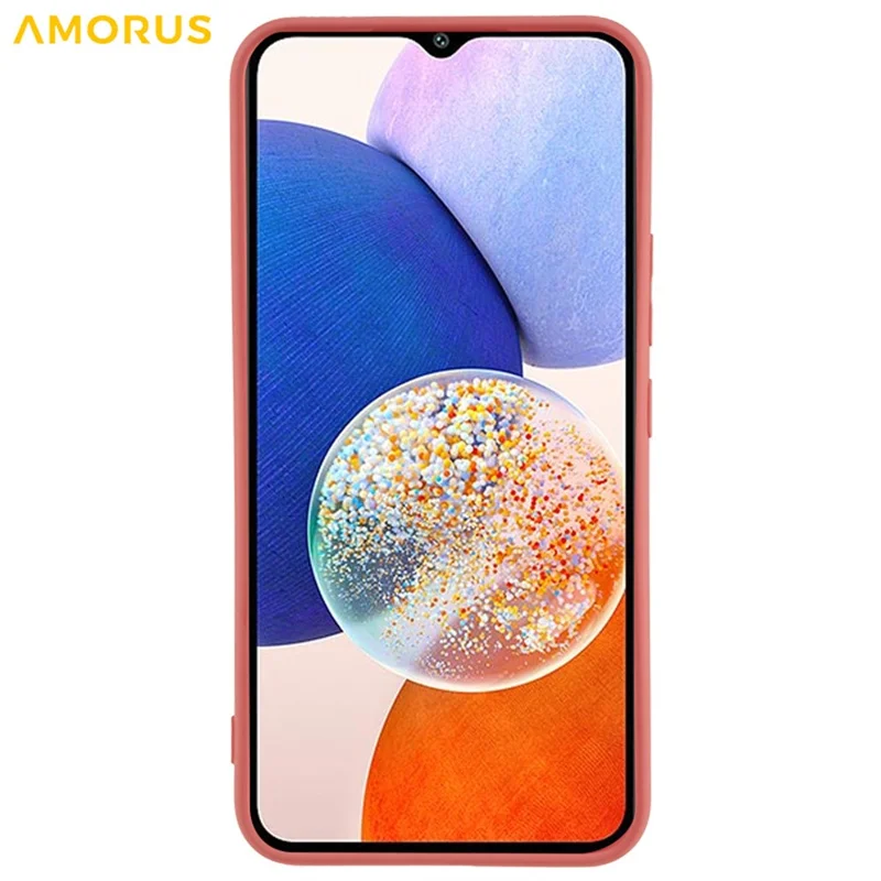 AMORUS Per Samsung Galaxy A14 5G / 4G Custodia Tagli Precisi Rivestimento in Fibra TPU Antiurto Custodia per Telefono - Hawthorn Red