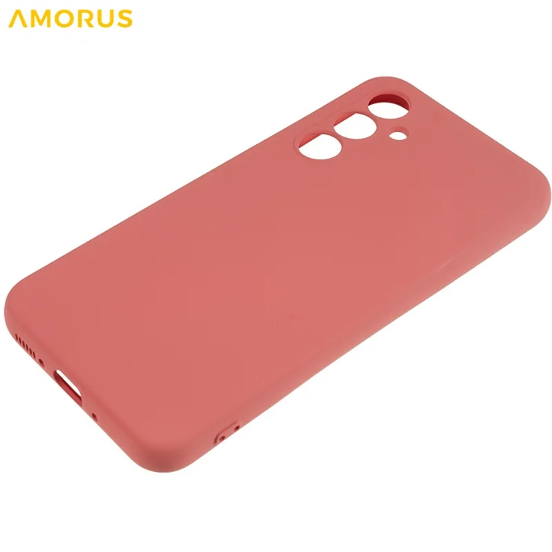 AMORUS Per Samsung Galaxy A14 5G / 4G Custodia Tagli Precisi Rivestimento in Fibra TPU Antiurto Custodia per Telefono - Hawthorn Red