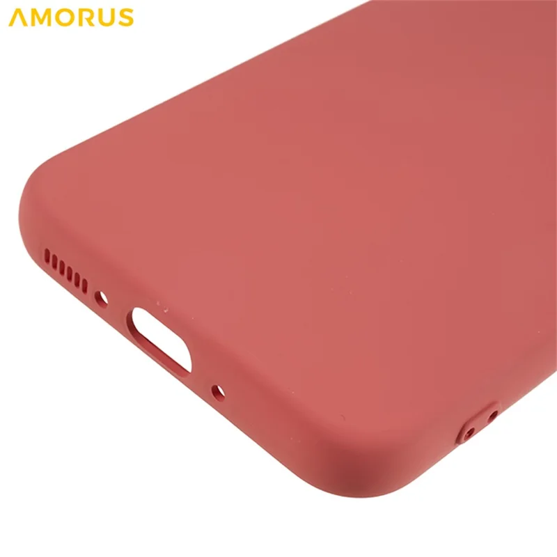 AMORUS Per Samsung Galaxy A14 5G / 4G Custodia Tagli Precisi Rivestimento in Fibra TPU Antiurto Custodia per Telefono - Hawthorn Red