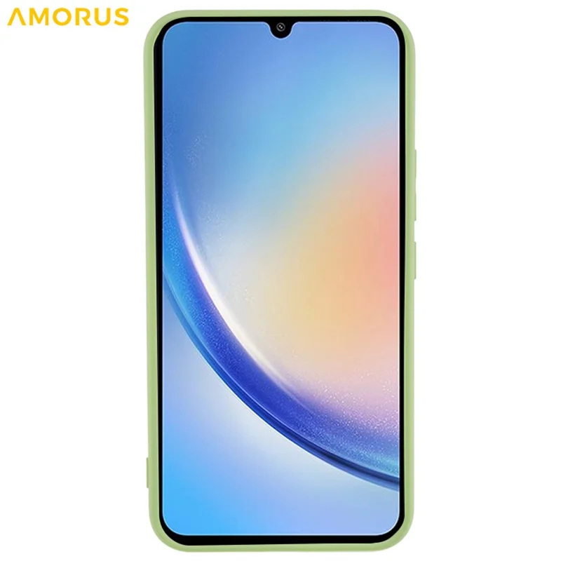 AMORUS Für Samsung Galaxy A34 5G Hülle Präzise Aussparungen TPU-Faser-Futter Stoßfeste Handyhülle - Matcha-Grün