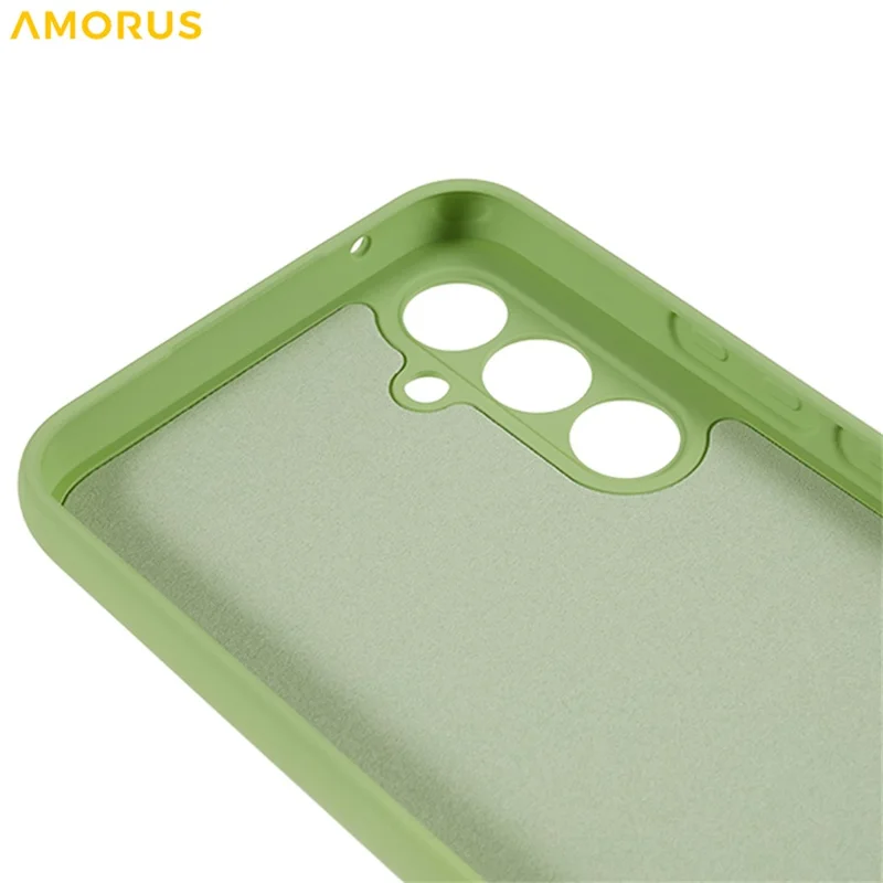 AMORUS Für Samsung Galaxy A34 5G Hülle Präzise Aussparungen TPU-Faser-Futter Stoßfeste Handyhülle - Matcha-Grün